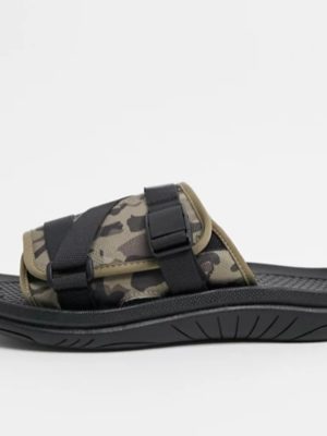 ASOS Design Sliders with Padded Camo Print Strap