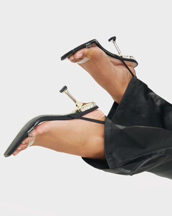 PrettyLittleThing High Metal Jewel Slingback Heel Sandals